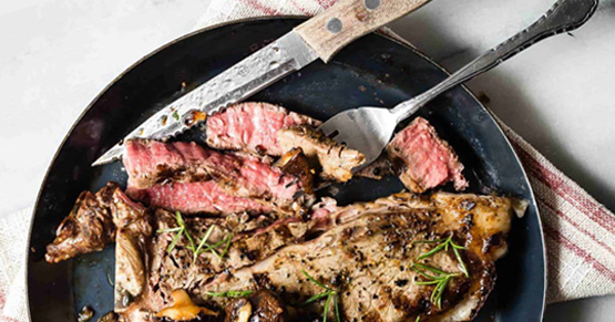 Porterhouse Steak and Mushrooms