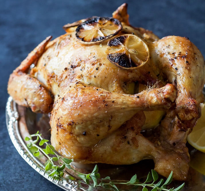 Recipe for Oven Roasted Chicken with Lemon Garlic Butter